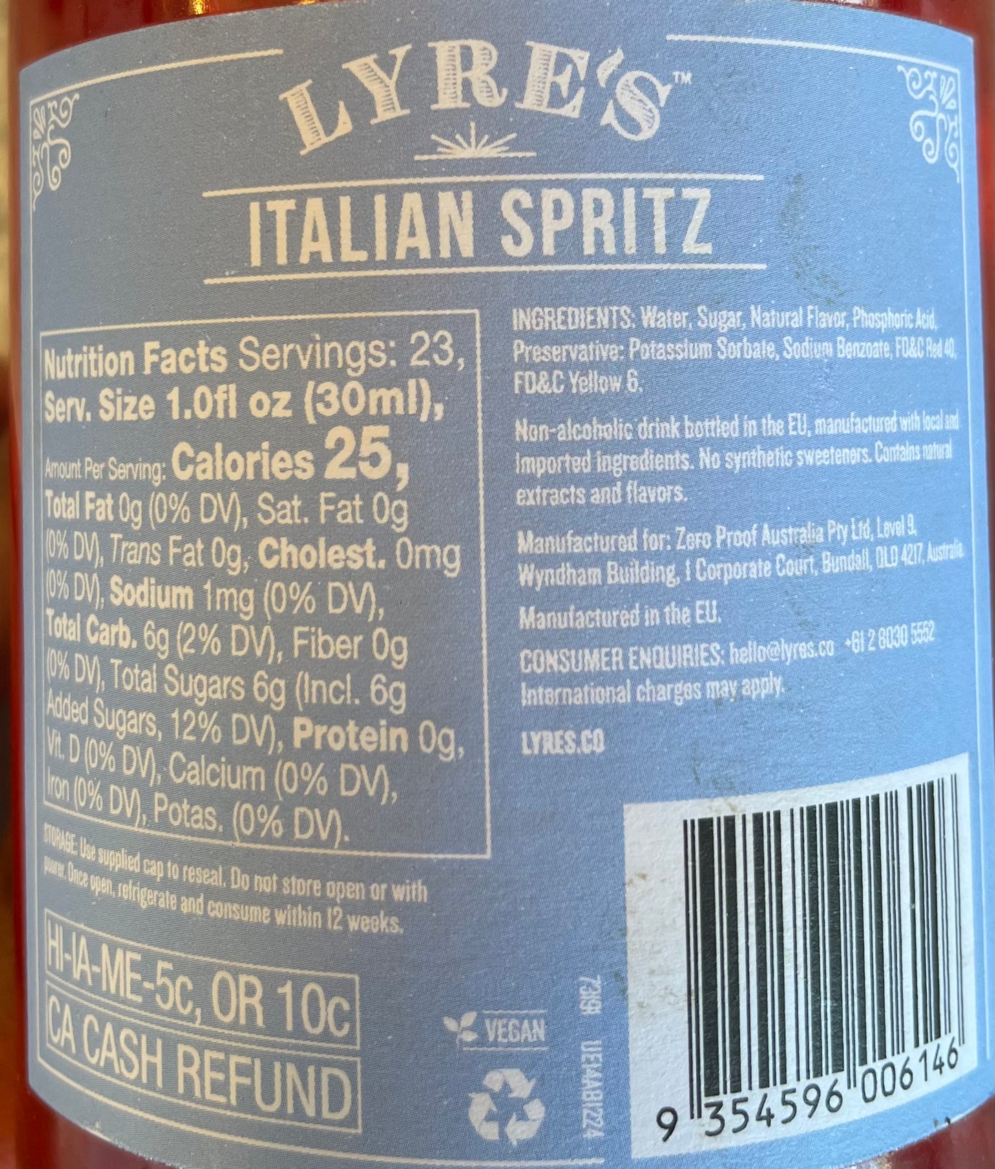 Italian Spritz Lyre’s (Ref: Aperol)