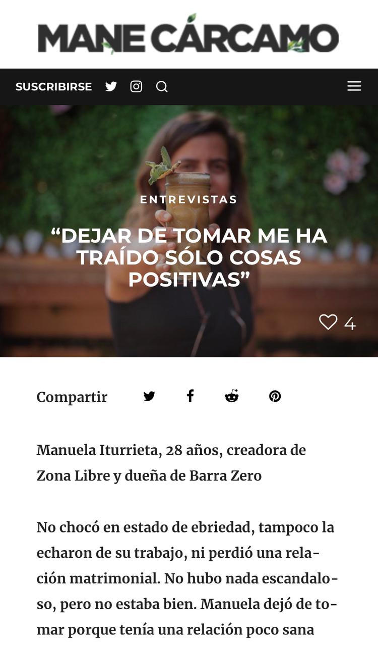 "Dejar de tomar me ha traído solo cosas positivas" by MANE CÁRCAMO