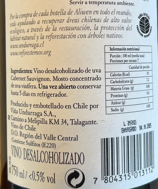 Vino Cabernet Sauvignon Free Aliwen